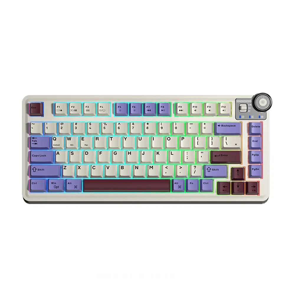 AULA AU75 Tri-Mode Wireless Mechanical Gaming Keyboard, Star Vector Switches – Bluetooth/2.4GHz/USB-C - Retro Roket