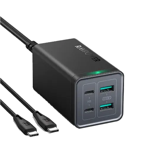 RAVPower 120W 4-Port Desktop Charger With 100W USB C to USB C Cable - RP-PC146