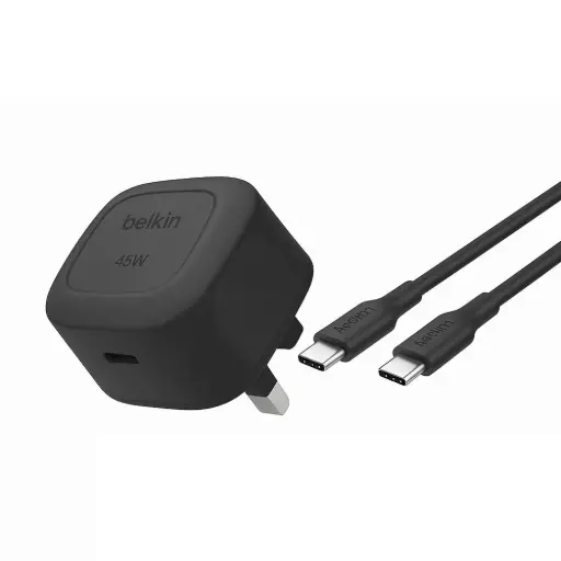 [WCA013my1MBK-B6] Belkin BoostCharge Compact USB-C Wall Charger 45W + USB-C to USB-C Cable - WCA013my1MBK-B6