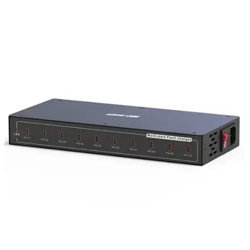 Green Lion PD Multi Port 10 Charge Station 200W - GNML10PD3MBK - Black